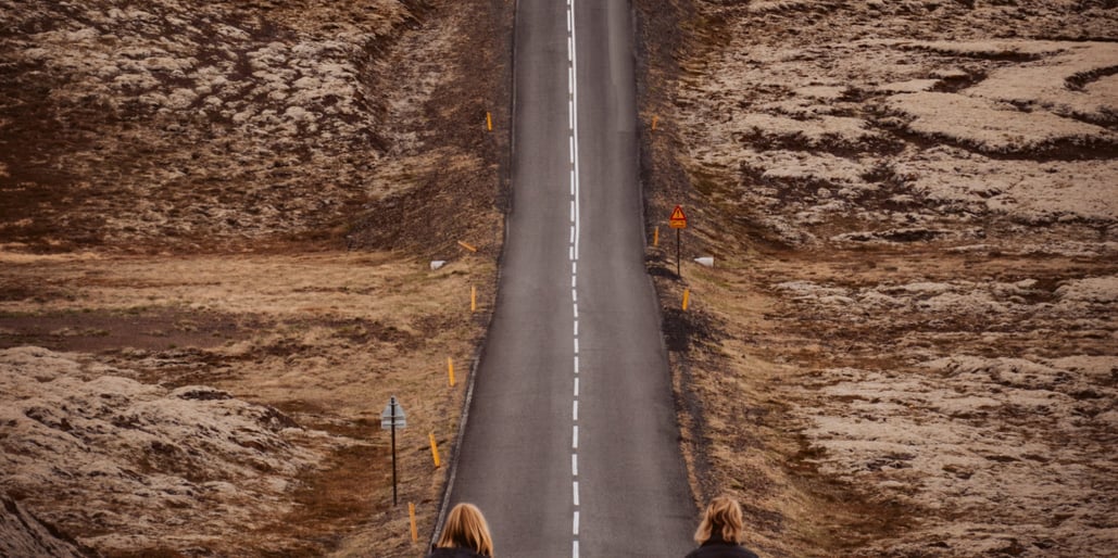 Long winding road through a dry landscape