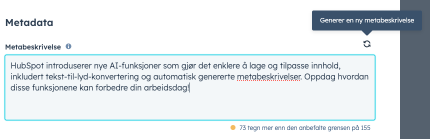 Metadata med AI fra HubSpot