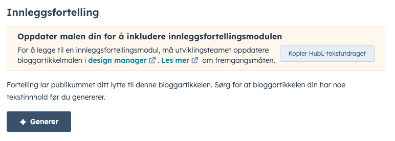 Innleggsfortelling med AI fra HubSpot