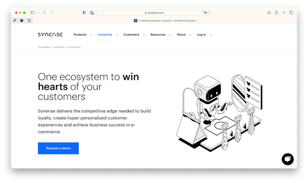 Screenshot of the Synerise website