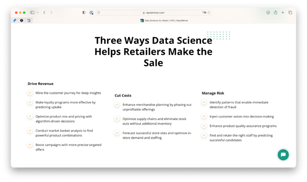 Screenshot of the RapidMiner website